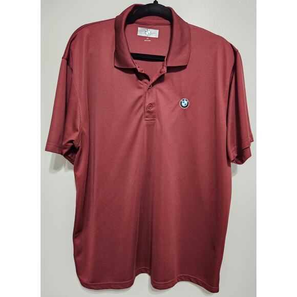 BMW Men's Polo Shirt Short Sleeve Maroon Size Large Car Auto Automobile - Picture 1 of 8